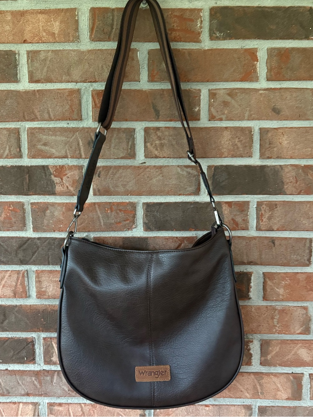 Wrangler Dark Brown Vegan Leather Hobo Shoulder Bag